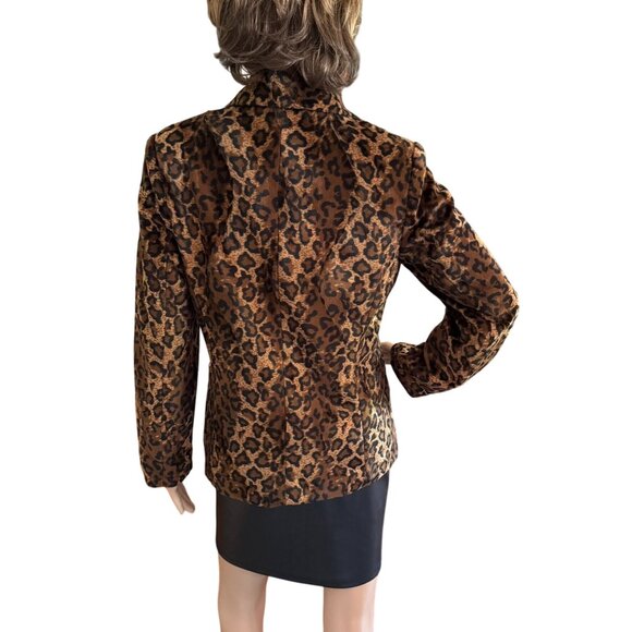 Susan Graver Leopard Print Jacket XS Faux Suede Button Front Lined Animal Print - Picture 5 of 12